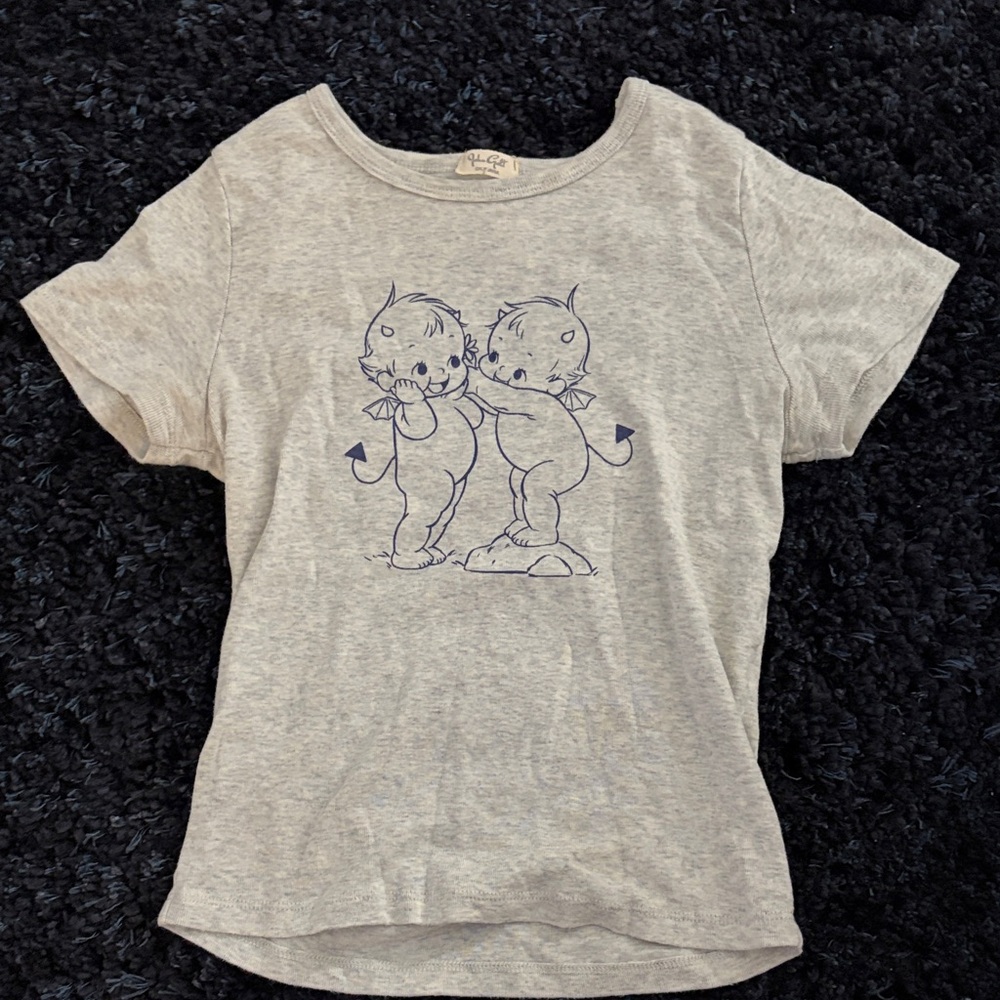 Brandy Melville Gray Graphic Crop Top